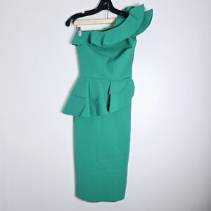 Chiara Boni | Dresses | Chiara Boni La Petite Robe One Shoulder Green Knee  Length Ruffle Gown | Poshmark